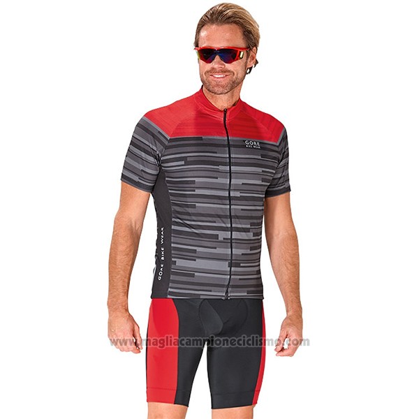 2017 Abbigliamento Ciclismo Gore Bike Wear Power Stripes Grigio Manica Corta e Salopette